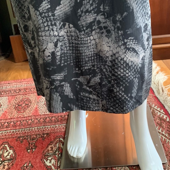 Richards 100% silk maxi party prom dress black & gray snake animal print US 12 - Picture 8 of 16